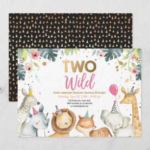 Invitation Deux Sauvages Safari Gold Girl Animals