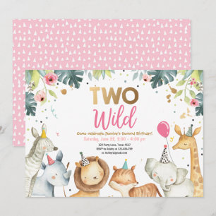 Invitation Deux Sauvages Safari Gold Girl Animals