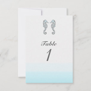 Invitation Deux Seahorses Elégant Beach Mariage Numéro de tab