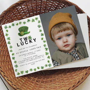 Invitation Deux Shamrock Chanceux Photo 2ème Fête d'Anniversa