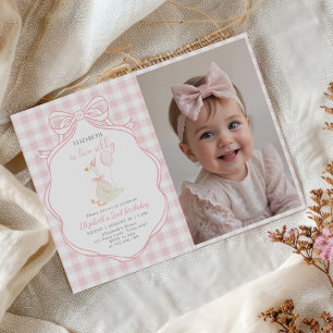 Invitation Deux sodomie fille d'oie rose bow 2e anniversaire 