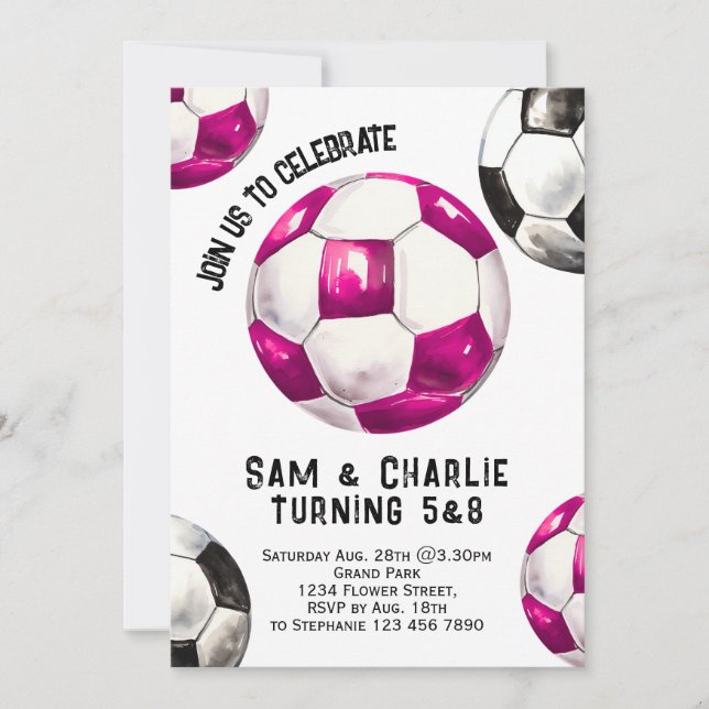Invitation Deux soeurs jumelles Deux soeurs Jumeaux soccer An (Devant)