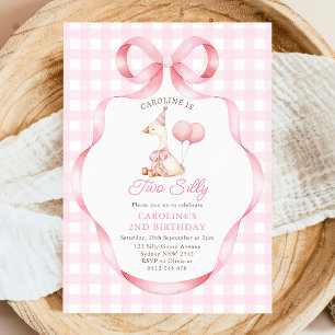 Invitation Deux sottes oie rose Bow Girl 2e anniversaire
