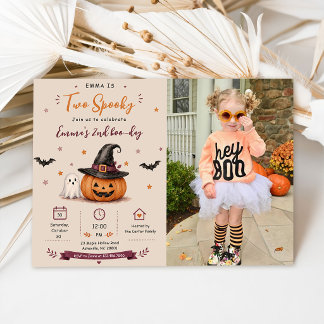 Invitation Deux Spook Anniversaire Halloween Photo de fête