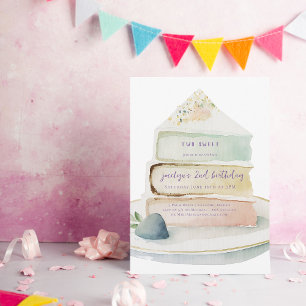 Invitation Deux Sucrés Gâteau Anniversaire Enfant Arc-en-ci