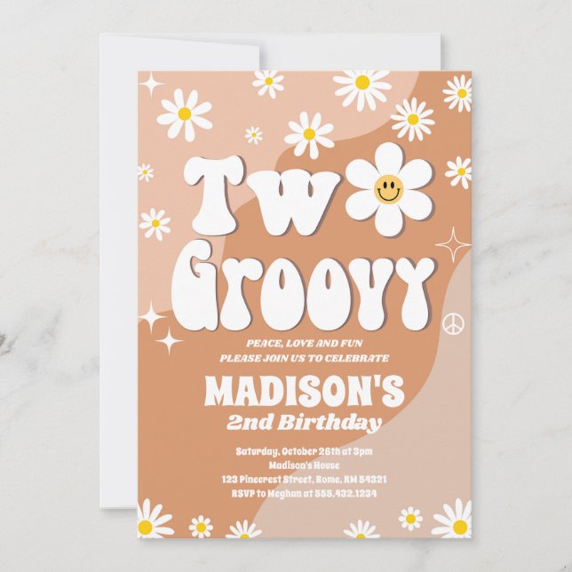 Invitation Deux Super 2e anniversaire Daisy Super Party (Devant)