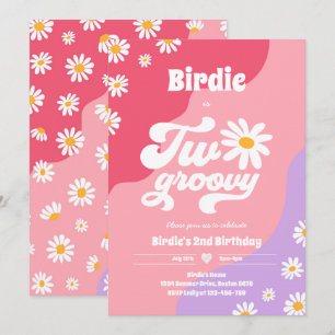 Invitation Deux Super 2ème anniversaire de fête Boho Retro Da