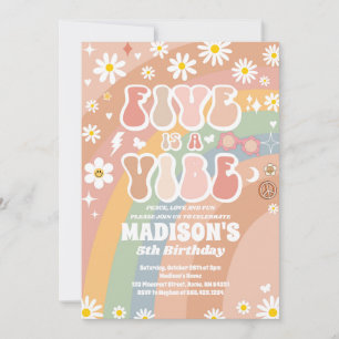 Invitation Deux Super 5e anniversaire Rainbow Peace Love Part