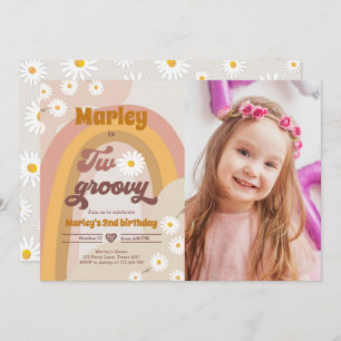 Invitation Deux Super deuxième anniversaire 2e Retro Boho Dai