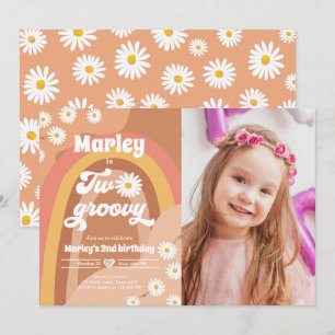 Invitation Deux Super deuxième anniversaire 2e Retro Boho Dai