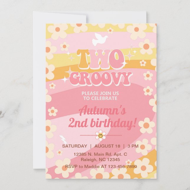 Invitation Deux Super fille 2ème anniversaire invitation, inv (Devant)