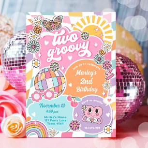 Invitation Deux Super fille Retro Preppy Varsity Anniversaire