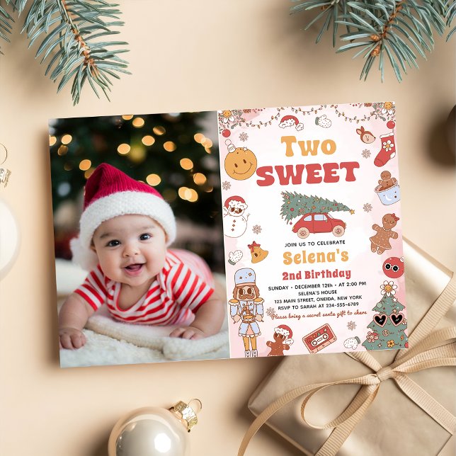 Invitation Deux Super Noël doux 2e anniversaire Photo (Créateur téléchargé)