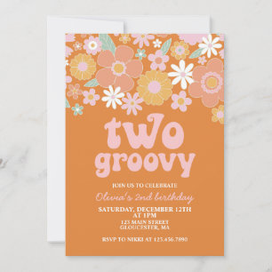 Invitation deux Super Retro Floral 2ème anniversaire