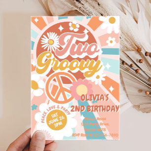 Invitation Deux Super Retro Sunshine Daisy Boho 2e anniversai