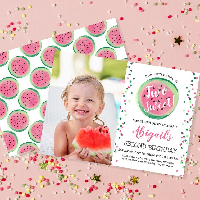 Invitation Deux Sweet 2e fête de la pastèque (Créateur téléchargé)