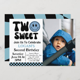 Invitation Deux Sweet Boy 2e photo d'anniversaire