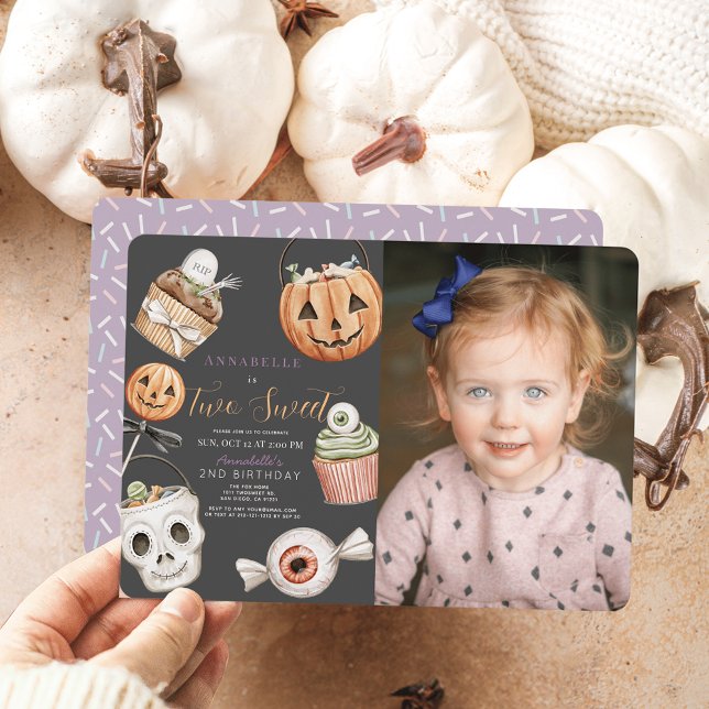 Invitation Deux Sweet Halloween Sweets Girl 2e anniversaire P (Créateur téléchargé)
