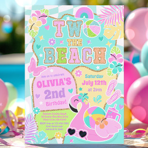 Invitation Deux The Beach Preppy Girly 2e anniversaire Pool P