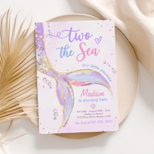 Invitation Deux The Sea Mermaid 2e fête d'anniversaire