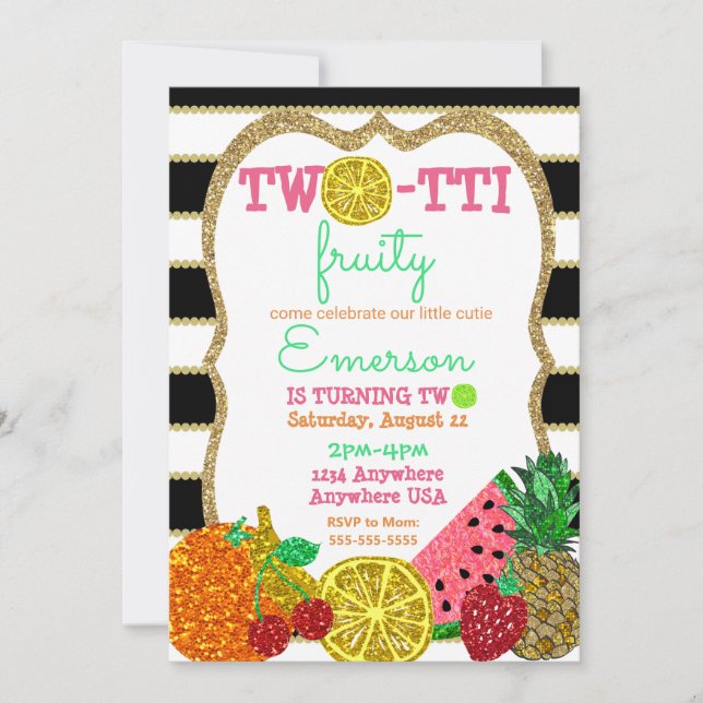 Invitation deux to frutti 2e anniversaire Tutti Frutti partie (Devant)