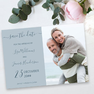 Invitation Deux tons Dusty Blue Photo personnalisée Enregistr
