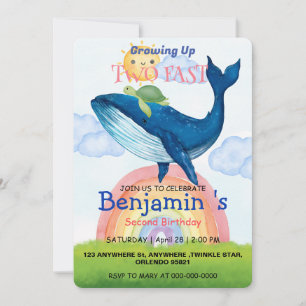 Invitation Deux tortue arc-en-ciel mignonne rapide Poisson ba