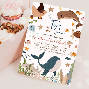 Invitation Deux tortues de requin de la mer Baleine fête du 2