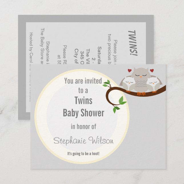 Invitation Deux Trous D'Un Baby shower Neutre (Devant / Derrière)