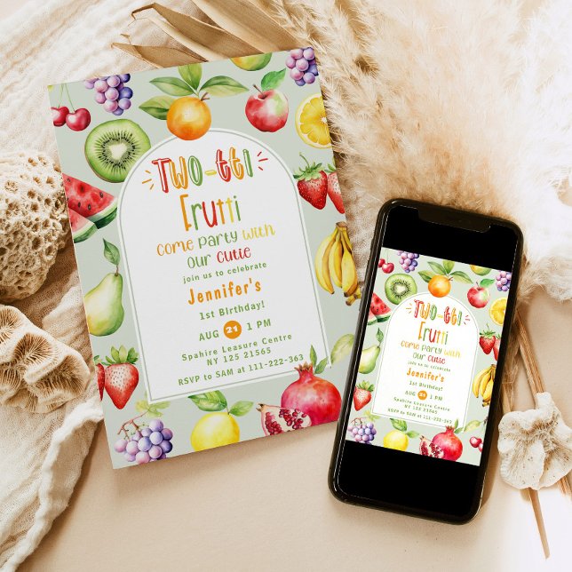 Invitation Deux tti Frutti petits fruits cuits 2e anniversair (Créateur téléchargé)