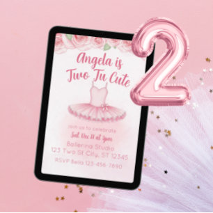 Invitation Deux Tu Mignon, Ballerine 2ème Anniversaire