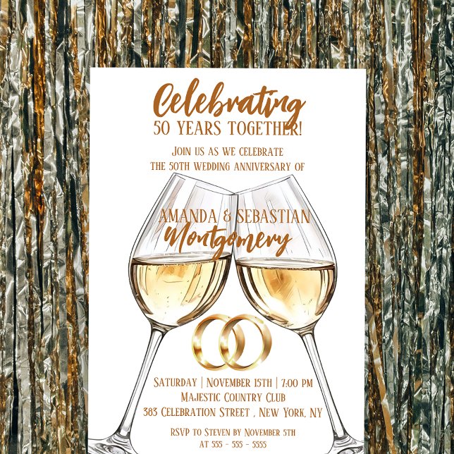 Invitation Deux verres à Clinking 50e anniversaire de Mariage (Créateur téléchargé)