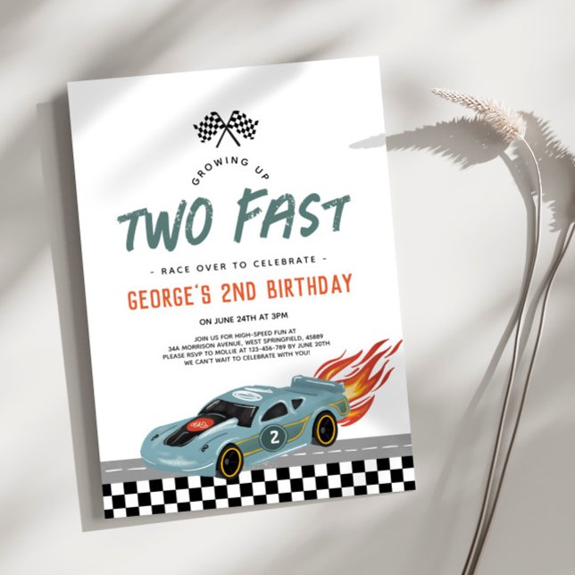 Invitation Deux voitures chaudes d'anniversaire rapides et de (Créateur téléchargé)