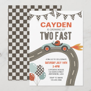 Invitation Deux voitures de course rapide anniversaire