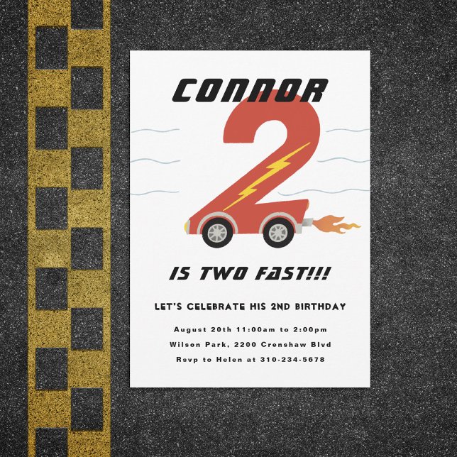 Invitation Deux voitures de course rapide deuxième fête d'ann (Créateur téléchargé)