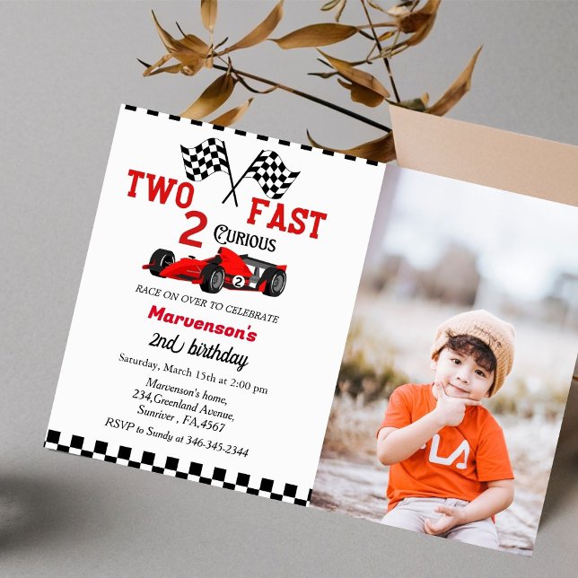 Invitation Deux voitures de course rapide garçons 2e annivers (Créateur téléchargé)