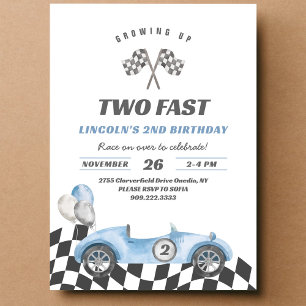Invitation Deux voitures de course rapides Vintage 2e anniver