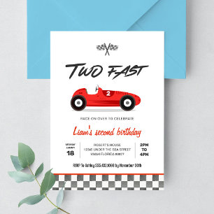 Invitation DEUX voitures de course Vintage rapide 2e annivers