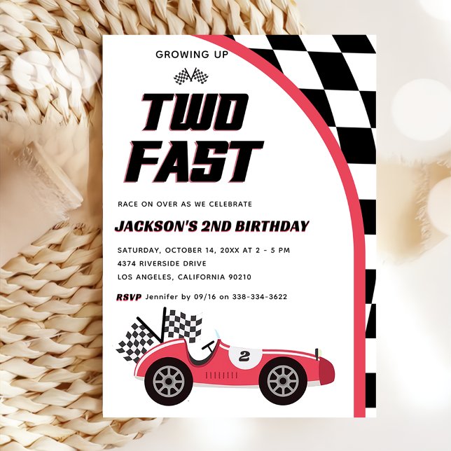Invitation Deux voitures Fast Red Race Anniversaire Fête Invi (Créateur téléchargé)