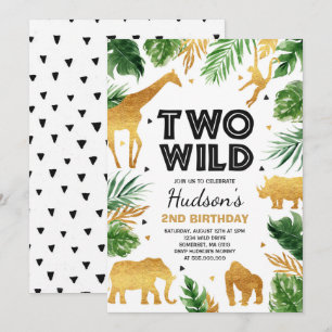 Invitation Deux Wild 2e Anniversaire de safari Animals Party
