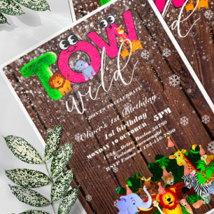 Invitation Deux Wild 2e anniversaire fête Safari Animaux Part