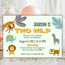 Deux Wild 2e anniversaire Safari Animaux mignons