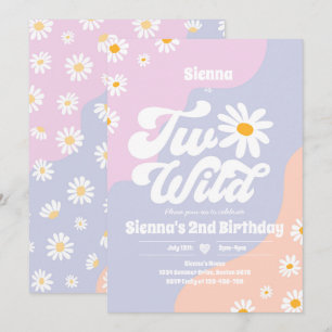 Invitation Deux Wild 2e fête d'anniversaire Boho Floral Daisy