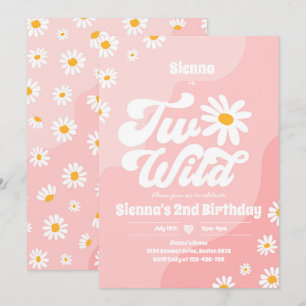 Invitation Deux Wild 2e fête d'anniversaire Boho Floral Daisy