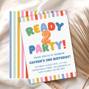 Invitation Deuxième anniversaire coloré et prêt à faire la fê