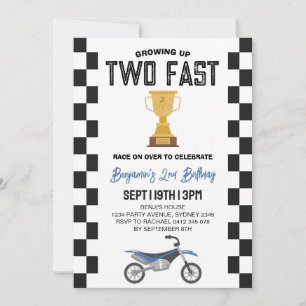 Invitation Deuxième anniversaire de fête de moto de dirt rapi