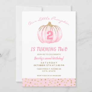 Invitation Deuxième anniversaire Pink Petit Citrouille est en