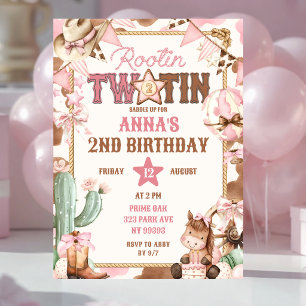 Invitation Deuxième anniversaire rose Rootin Two-Tin