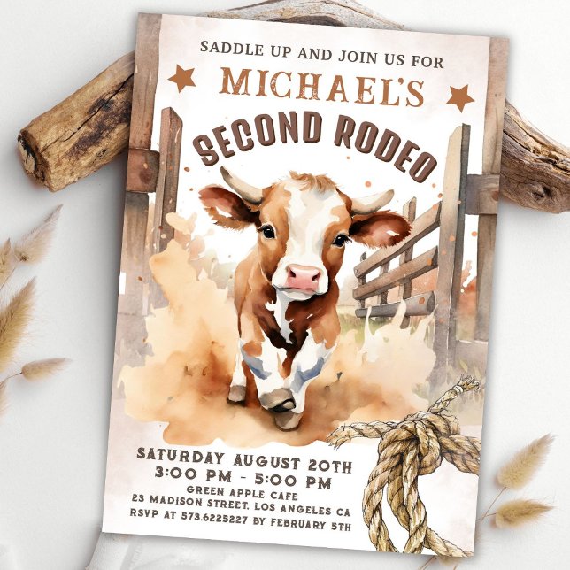 Invitation Deuxième rodéo | Bull Calf 2ème Rodeo Anniversaire (Créateur téléchargé)