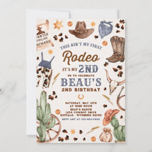 Invitation Deuxième Rodéo Cowboy Wild West fête d'anniversair